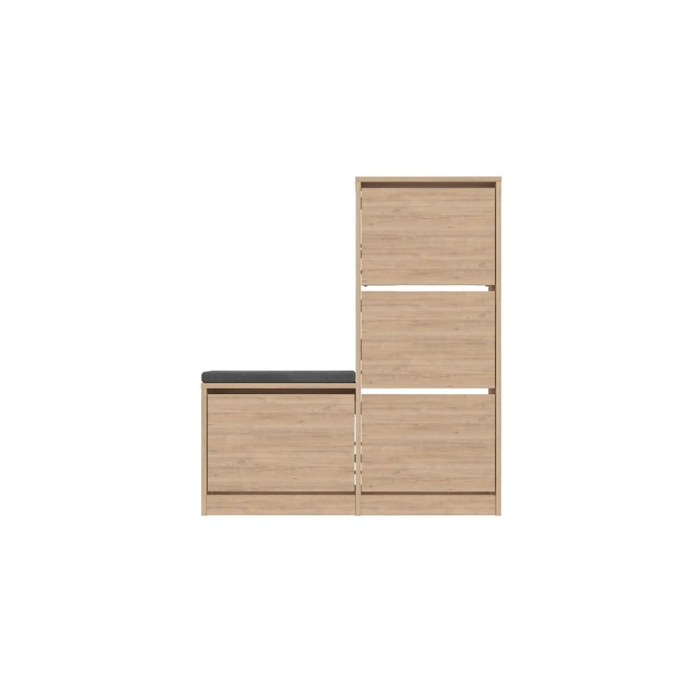 Meuble à chaussures avec banc marron clair et gris