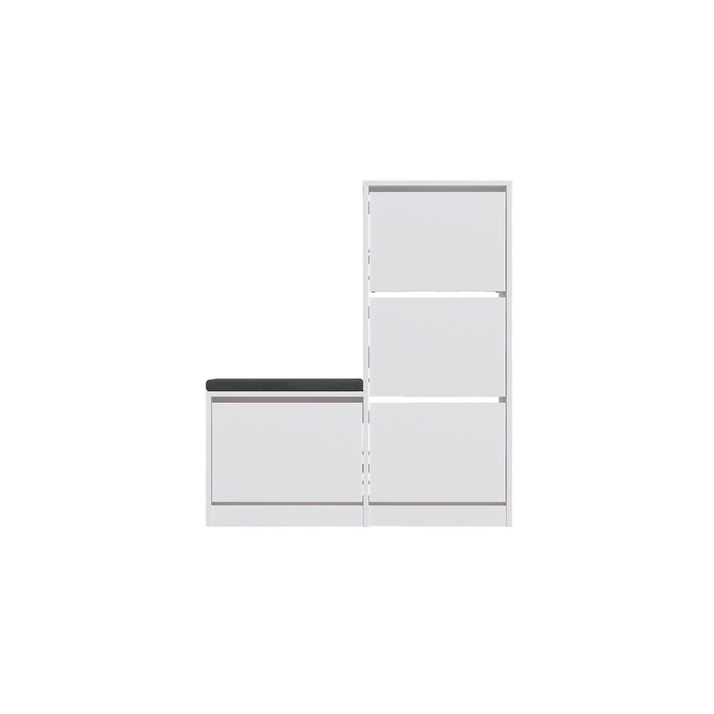 Meuble à chaussures avec banc blanc et gris