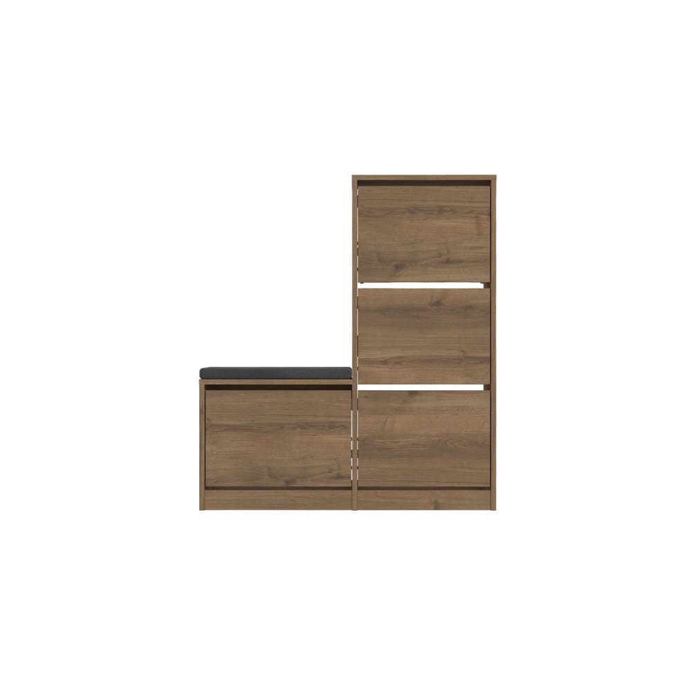 Meuble à chaussures avec banc marron foncé et gris