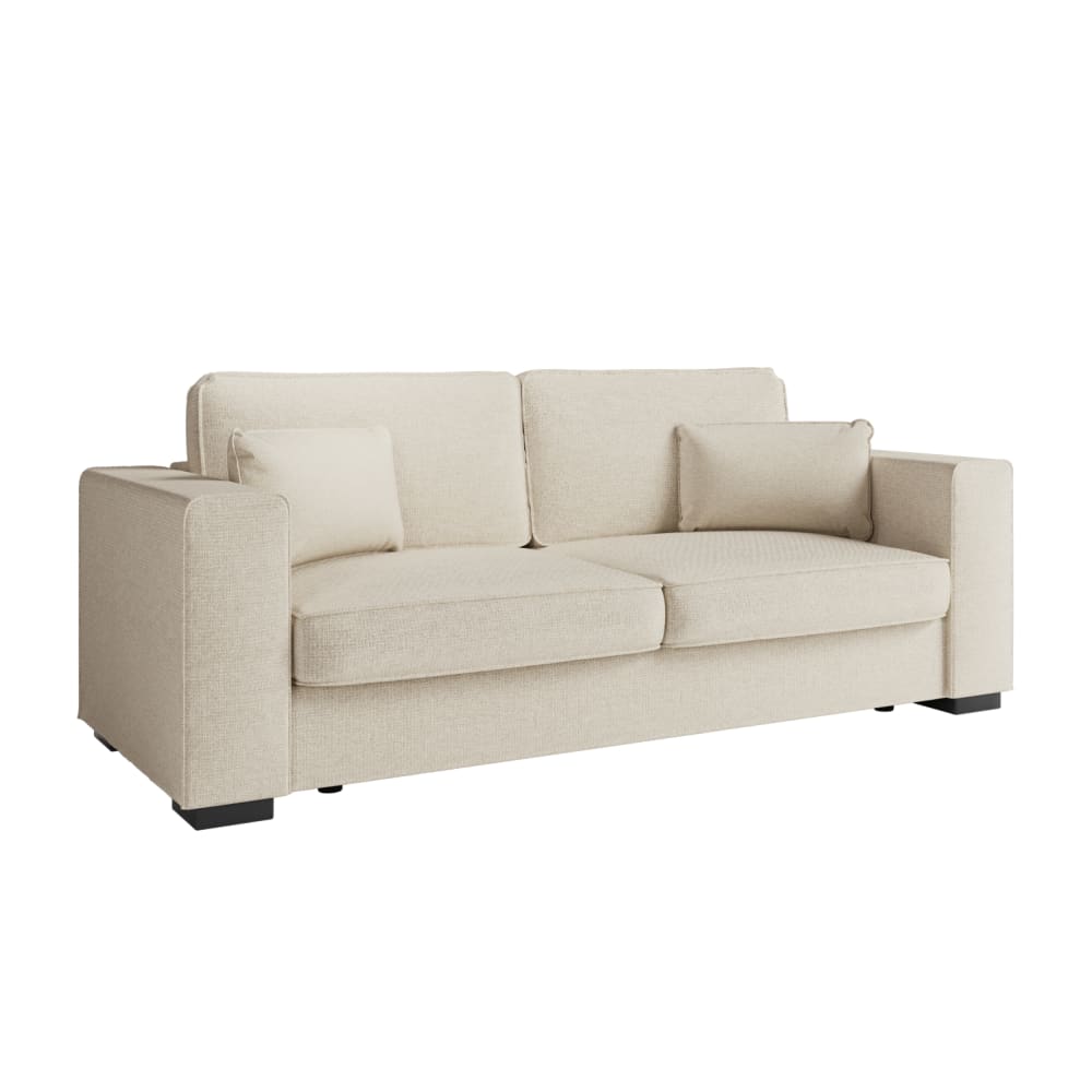 Canapé droit fixe 3 places en tissu - Beige
