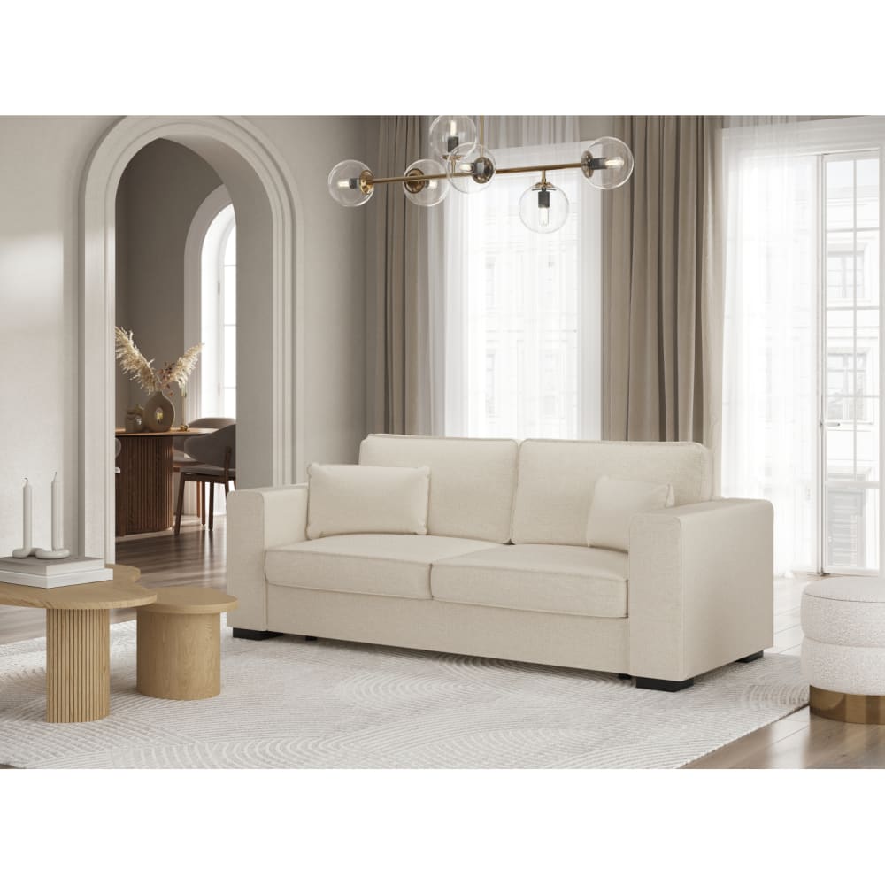 Canapé droit fixe 3 places en tissu - Beige