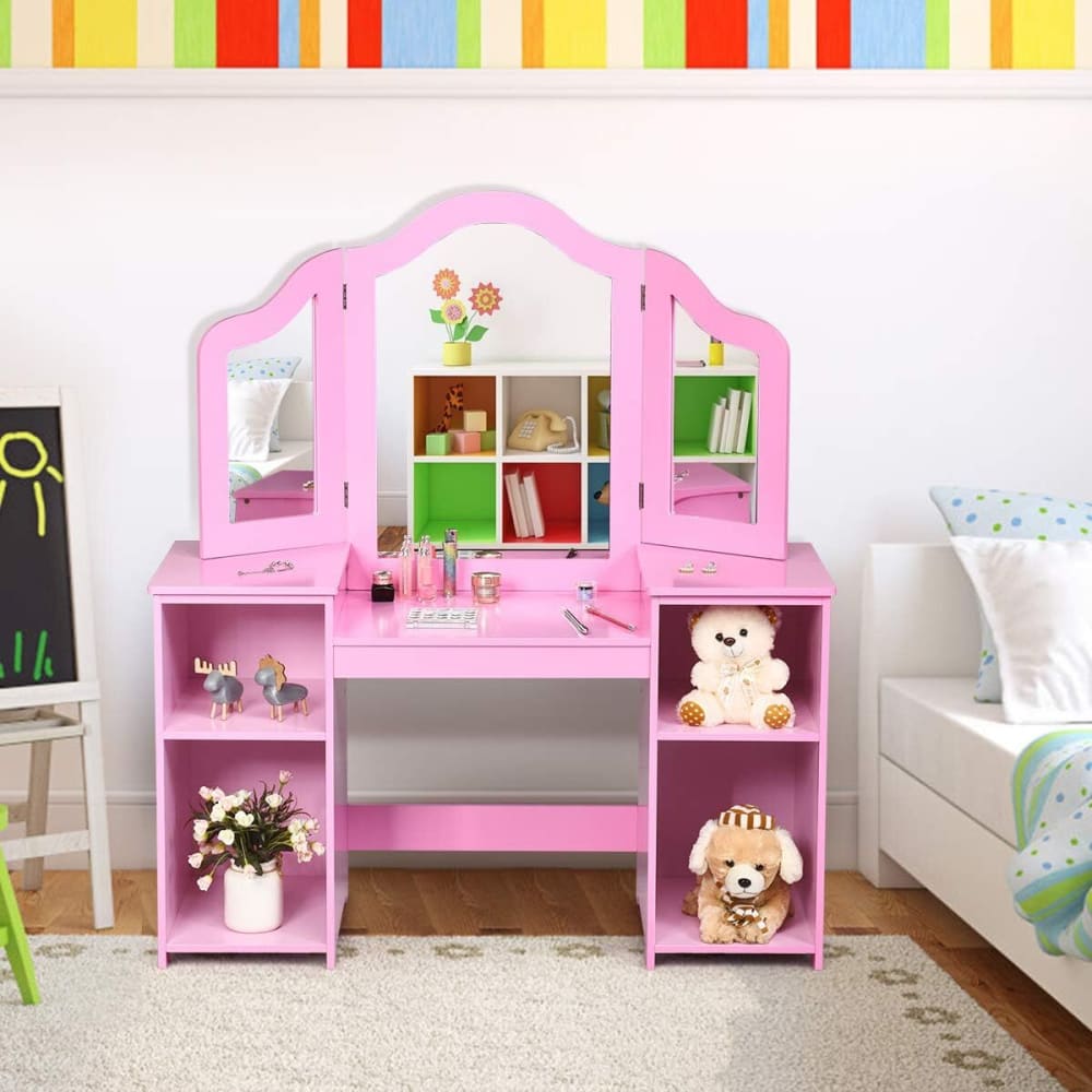 Kinder Schminktisch MDF 106 x 40 x 117 cm, Rosa - Maisons Du