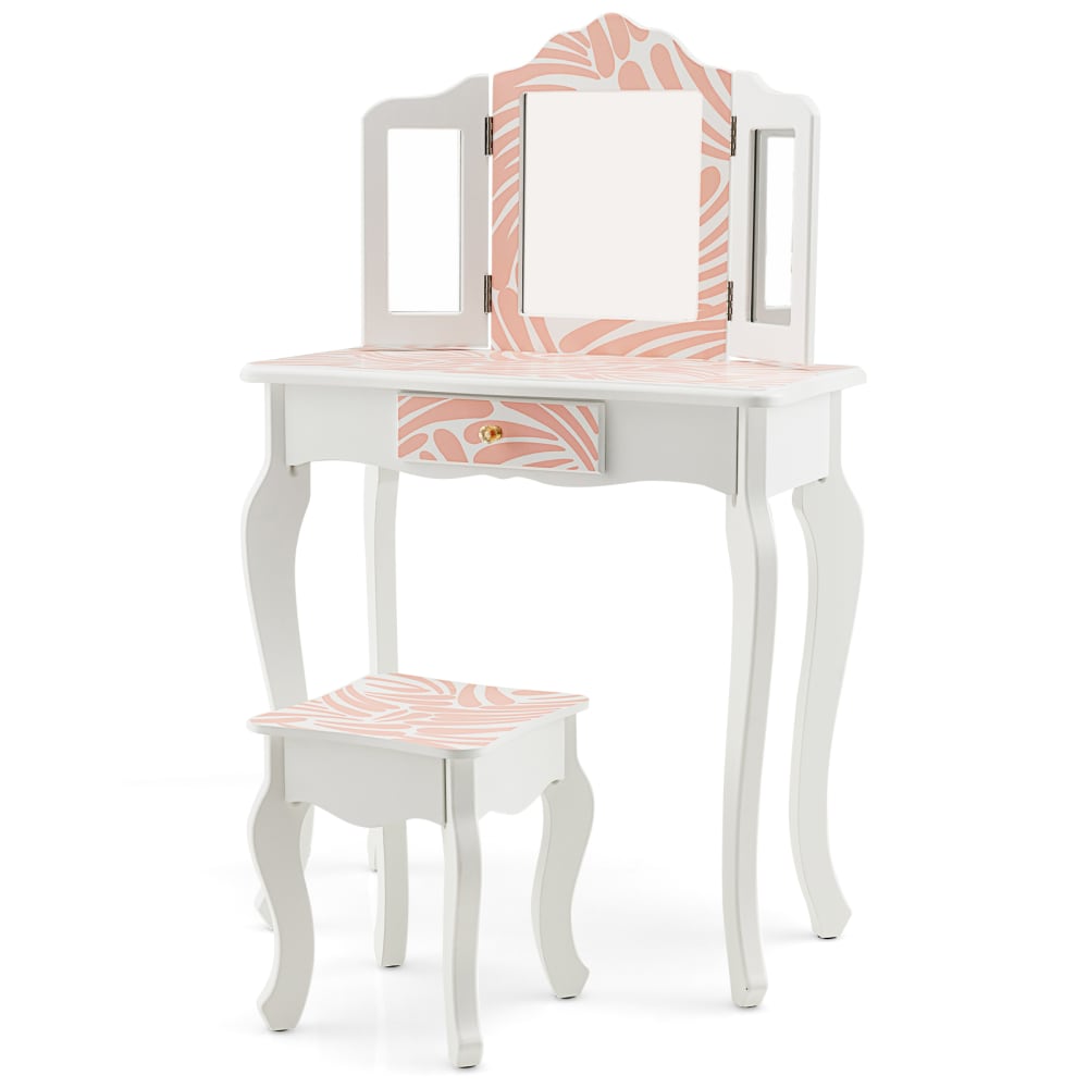 Giantex Schmink für Kinder MDF 60 x 28 x 98 cm, Rosa ROSA SPANPLATTE Kinder