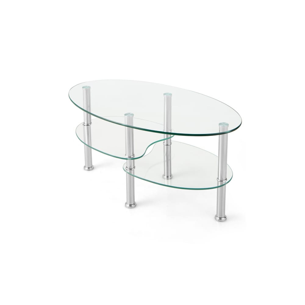 Giantex Couchtisch Glas 89 x 40,5 x 45,5 cm,Transparent Transparent Glas