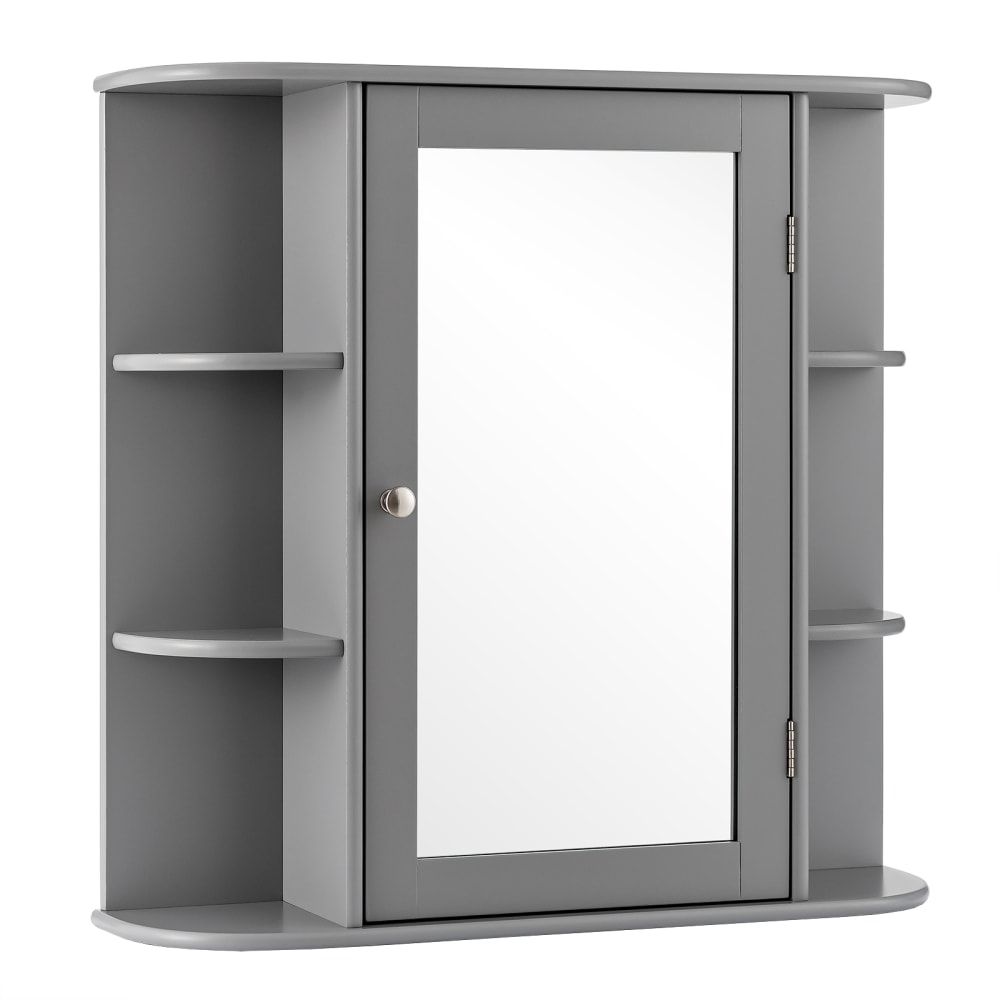 Giantex Spiegelschrank MDF 65 x 17 x 63 cm,Grau Grau Spanplatte