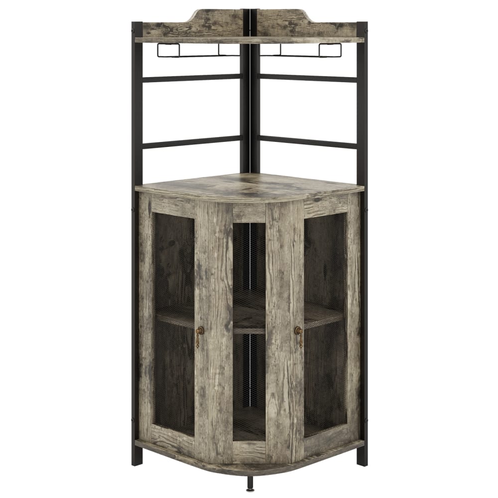 Giantex Weinbarschrank Metall Rustikales 46 × 46 × 130cm, Braun Braun Metall