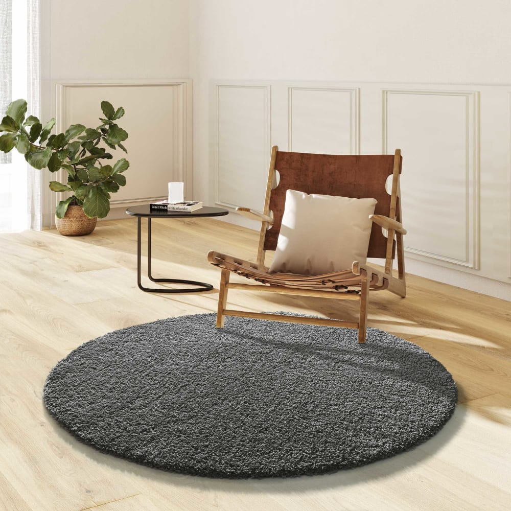 Tapis rond shaggy anthracite 130x130 cm — vue 3