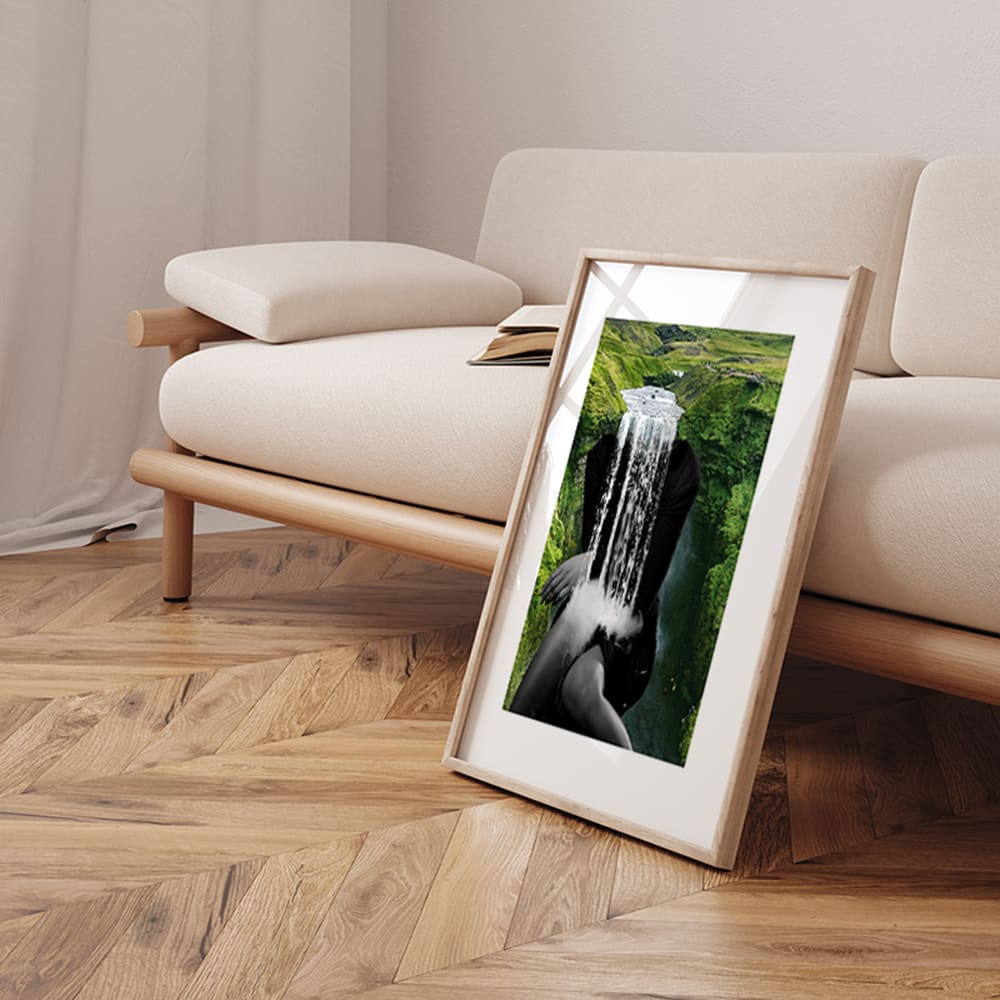 Digitaldruck, Rahmen in Eichenholz, Passepartout, 62x52x3 cm,