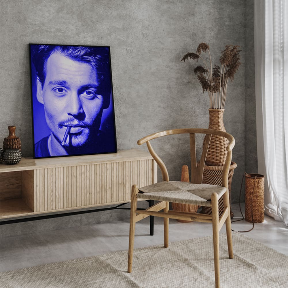 Digitaldruck, Rahmen in Buchenholz, 62x52x3 cm, Schwarz - Maisons