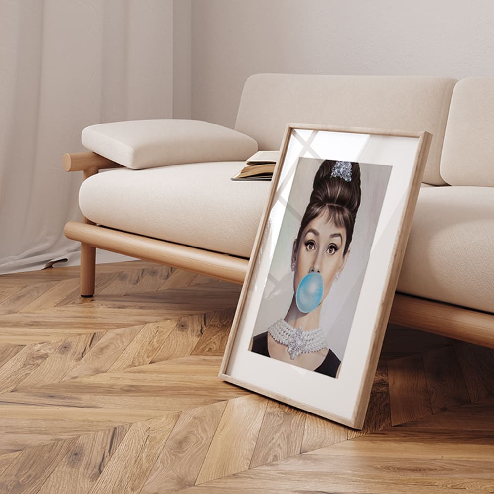 Digitaldruck, Rahmen in Eichenholz, Passepartout, 62x52x3 cm,