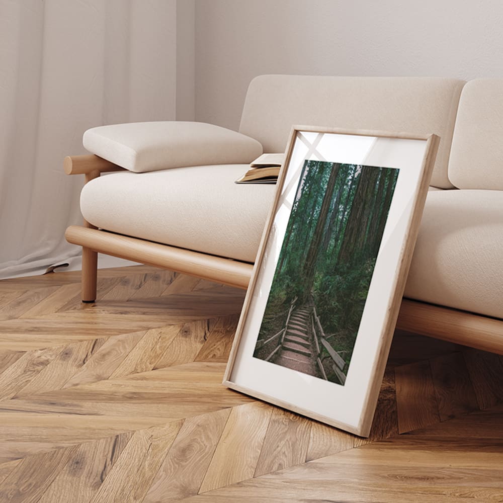 Digitaldruck, Rahmen in Eichenholz, Passepartout, 62x52x3 cm,