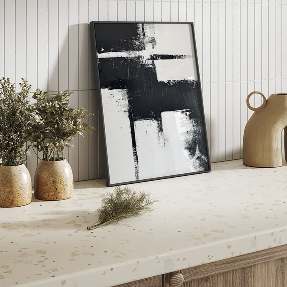 Digitaldruck, Rahmen in Buchenholz, 52x42x3 cm, Schwarz - Maisons