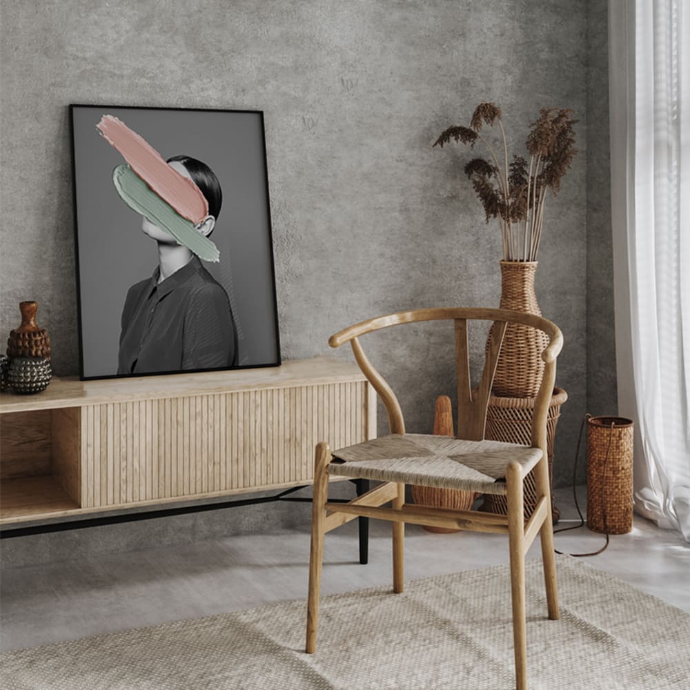 Digitaldruck, Rahmen in Buchenholz, 62x52x3 cm, Schwarz - Maisons
