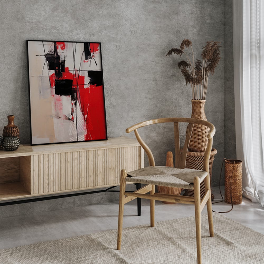 Digitaldruck, Rahmen in Buchenholz, 62x52x3 cm, Schwarz - Maisons