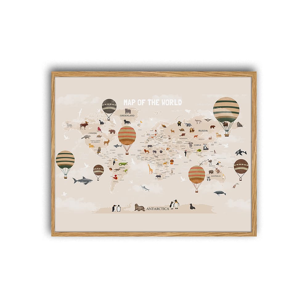 Milan Moon Digitaldruck, Rahmen in Eichenholz, 52x42x3 cm, Natur Braun Kinder