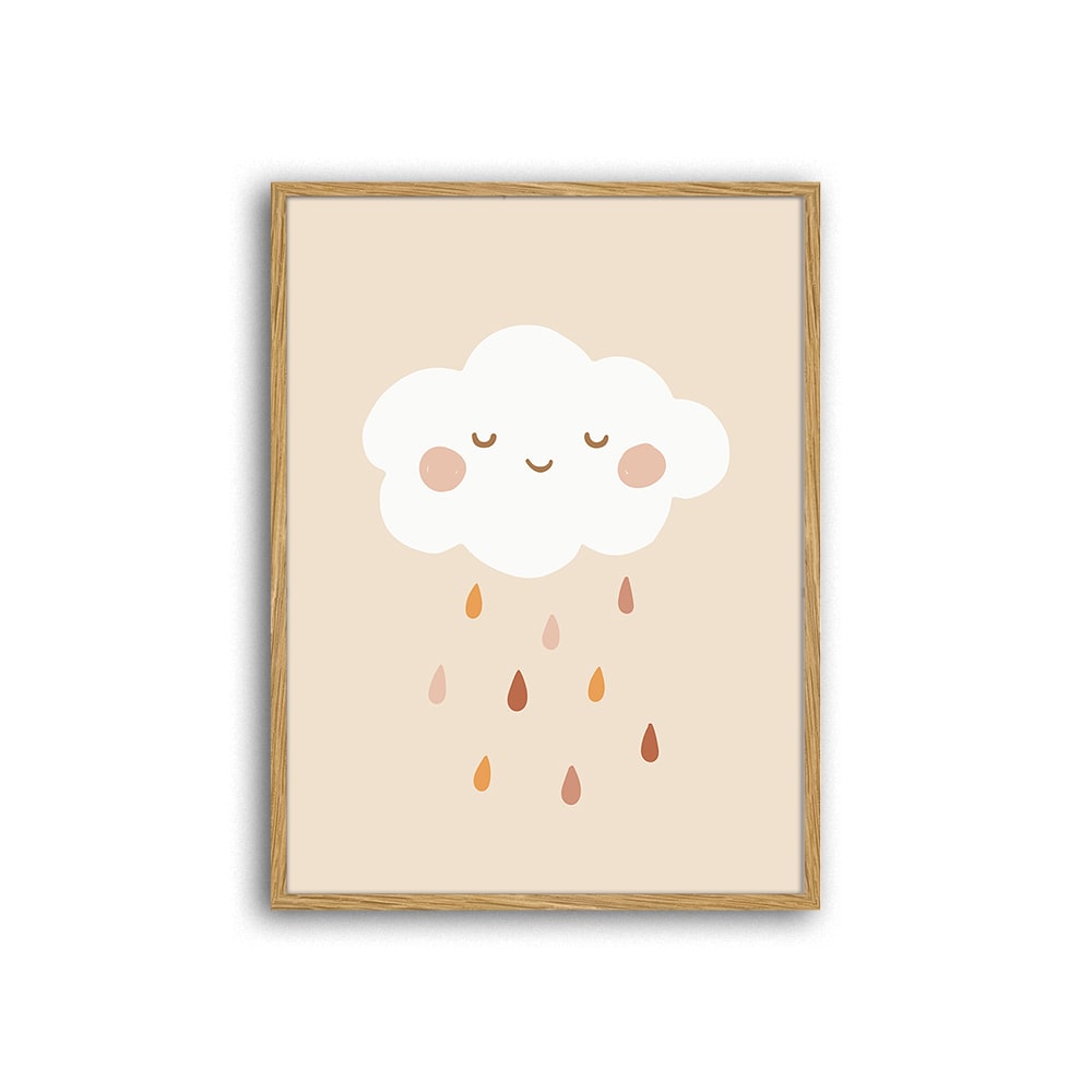 Milan Moon Digitaldruck, Rahmen in Eichenholz, 43x33x3 cm, Natur Braun Kinder