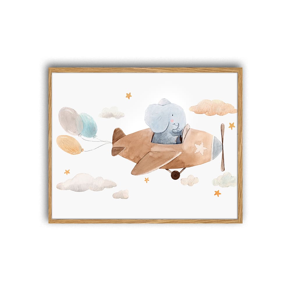 Milan Moon Digitaldruck, Rahmen in Eichenholz, 52x42x3 cm, Natur Braun Kinder