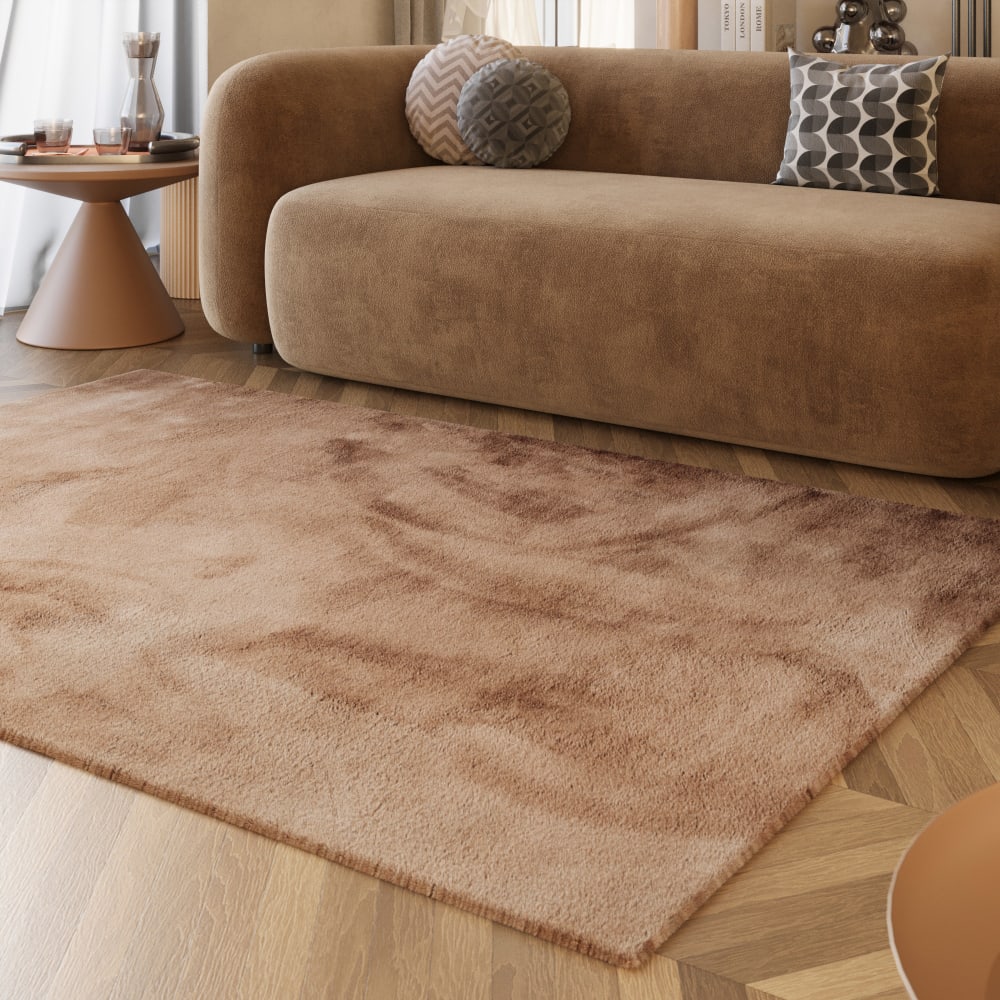 Tapis imitation fourrure lapin doux tufté rose poudré 120x170