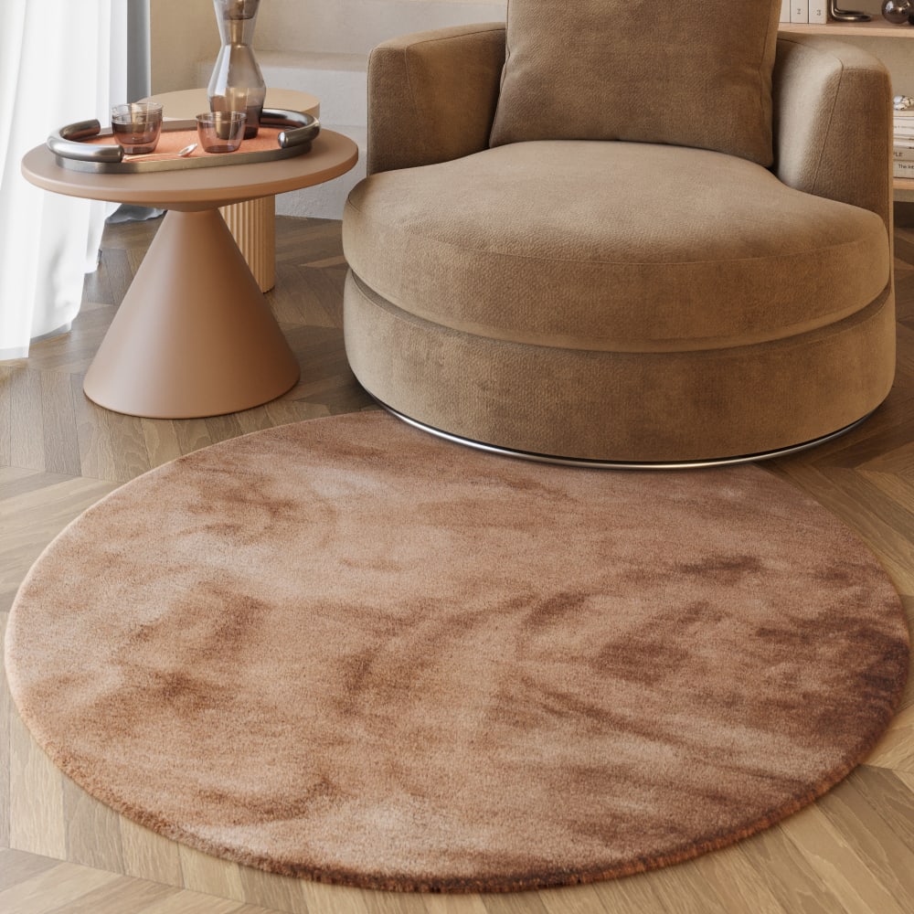 Tapis rond imitation fourrure lapin doux tufté rose poudré ⌀100 — vue 3