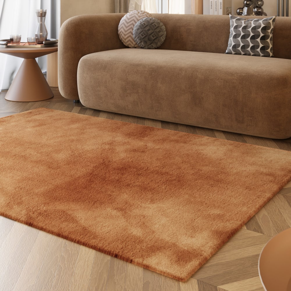 Tapis imitation fourrure lapin doux tufté cuivré 160x230