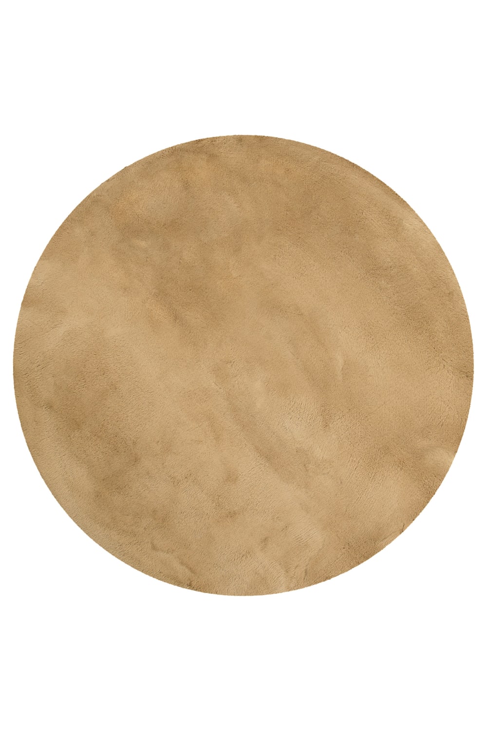 Tapis rond imitation fourrure lapin doux tufté beige caramel ⌀150