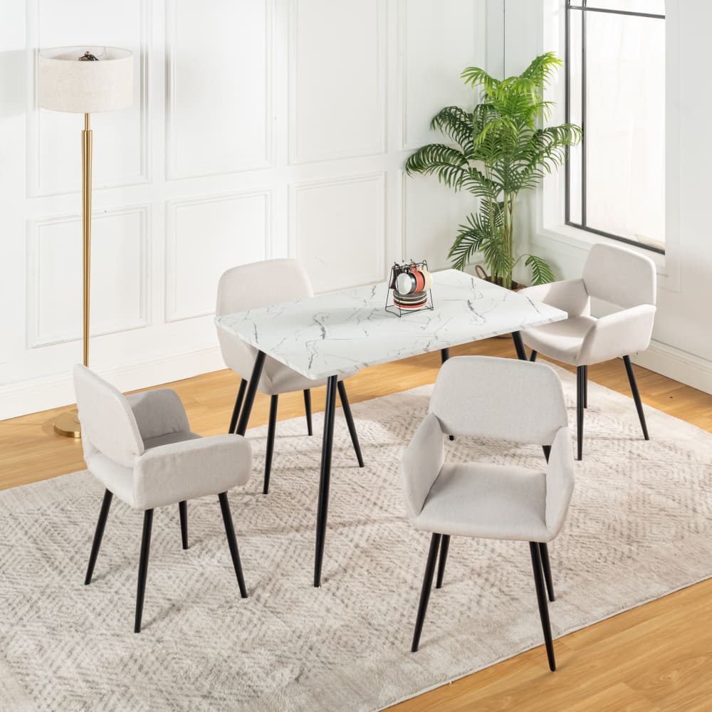 Set aus 4 Skandinavischen Stoffstühlen, Beige - Maisons Du Monde