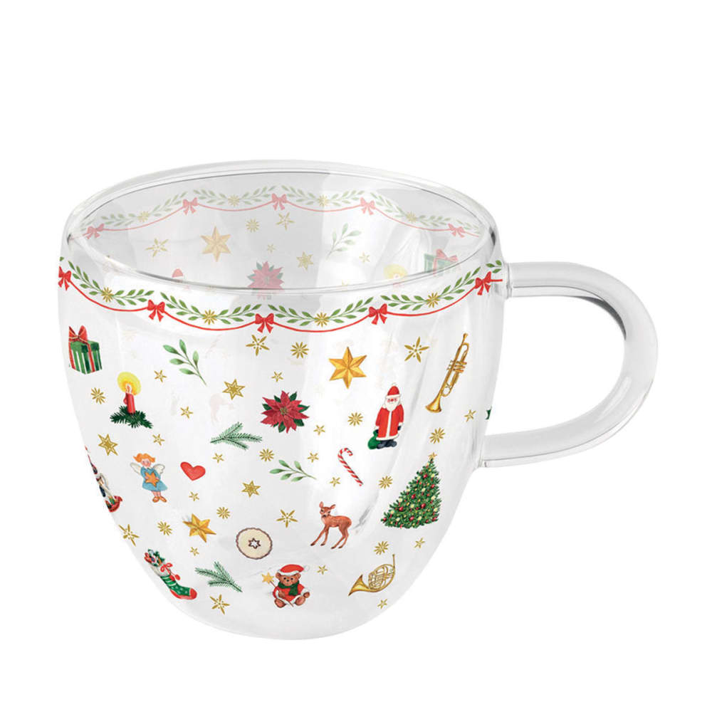 Tasse à thé en verre double paroi décoration de noël 200 ml