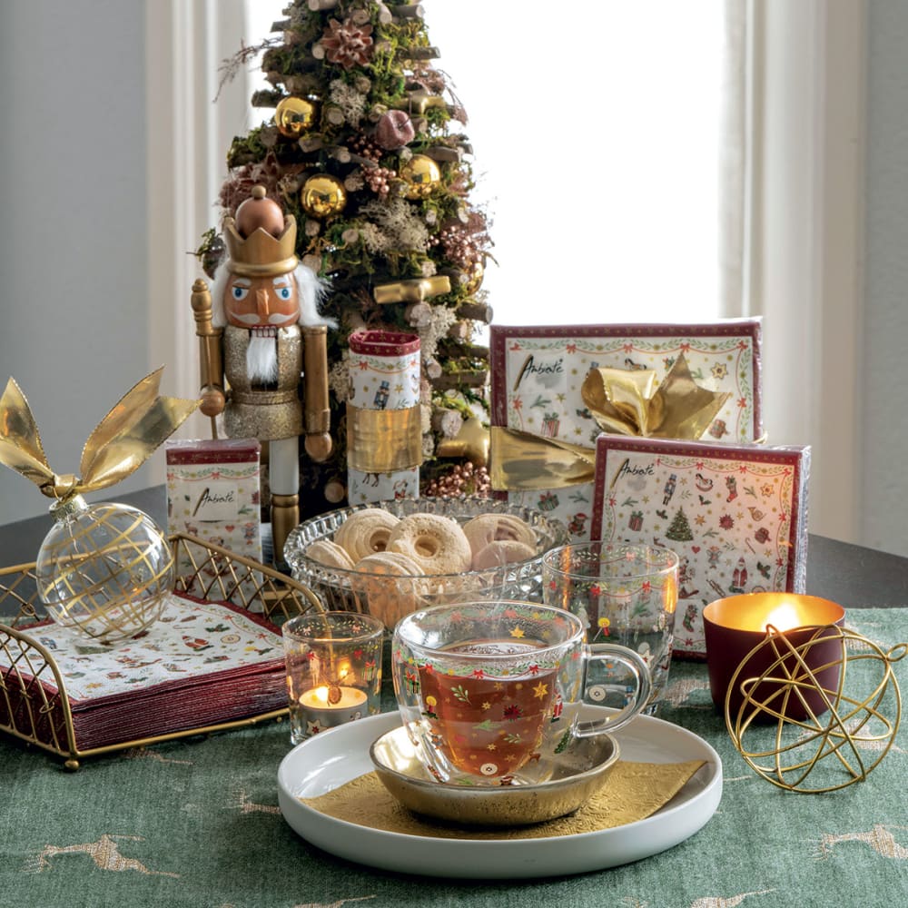 Tasse à thé en verre double paroi décoration de Noël 200 ml - Maisons du Monde