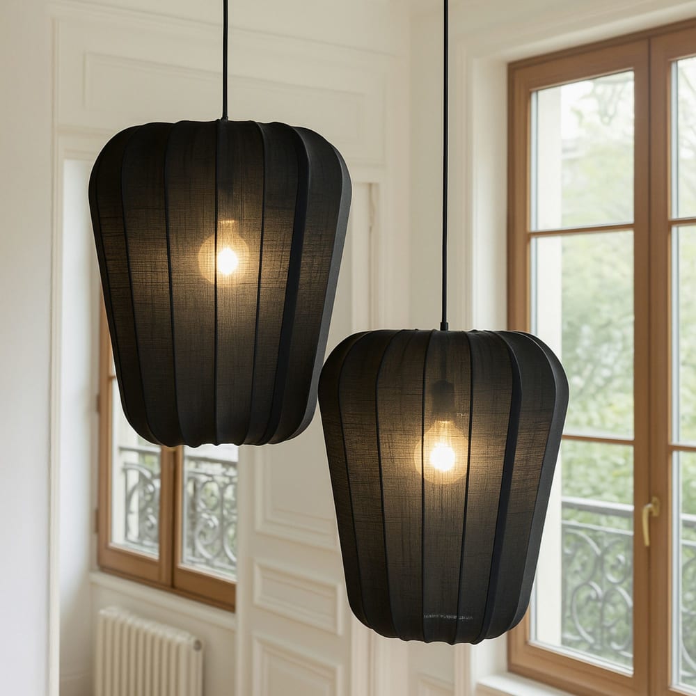 Suspension en coton noir et métal h39cm — vue 4