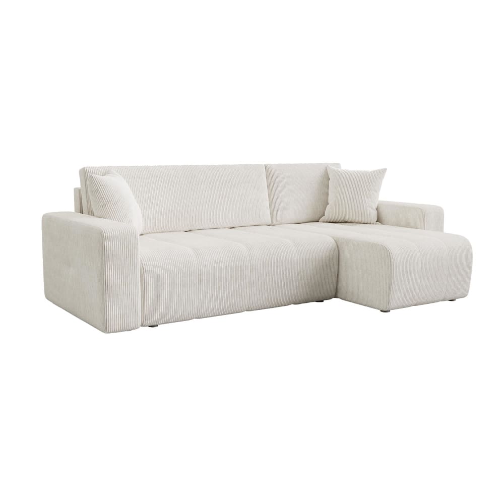 Canapé d'angle 5 places en velours beige