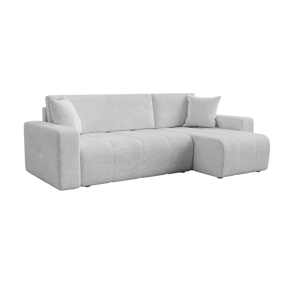 Canapé d'angle 5 places en velours gris clair