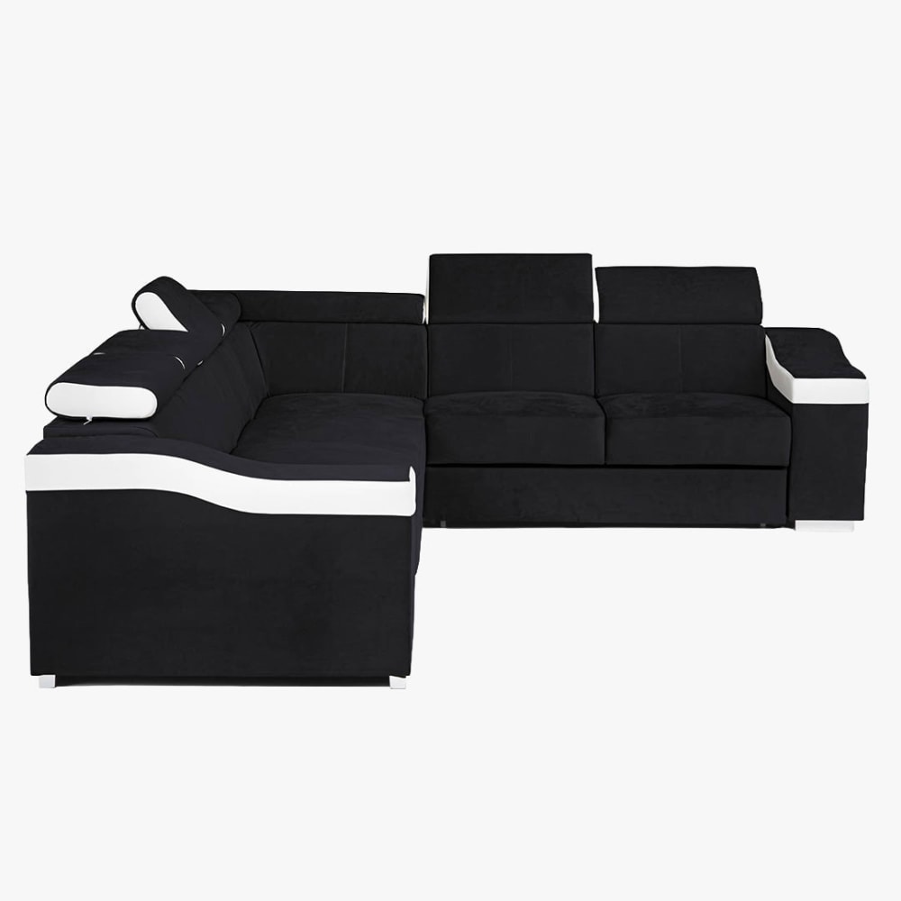 Canapé d’angle convertible réversible en tissu noir et simili blanc - Maisons du Monde