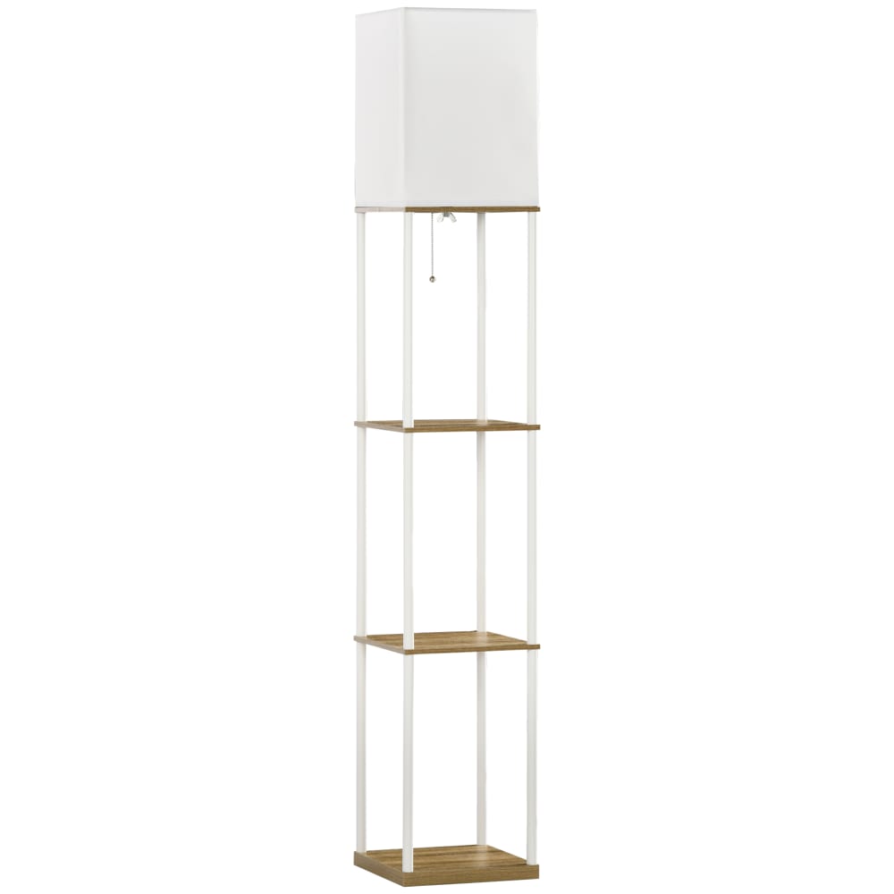Lampadaire design 3 étagères H.159cm blanc effet bois clair