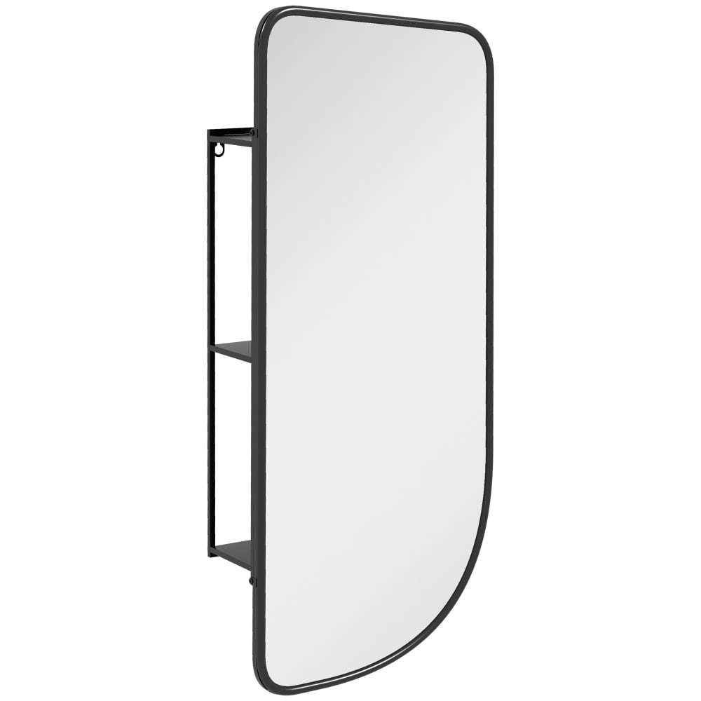 Miroir mural forme organique dim. 40L x 86H cm - 3 étagères - noir