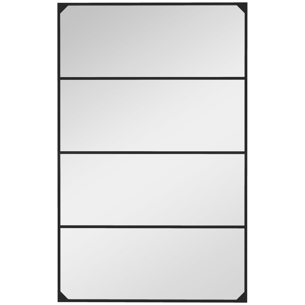 Miroir mural verrière rectangulaire style industriel métal noir