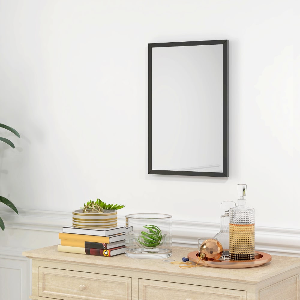 Miroir mural rectangulaire dim. 40l x 60h cm cadre bois noir