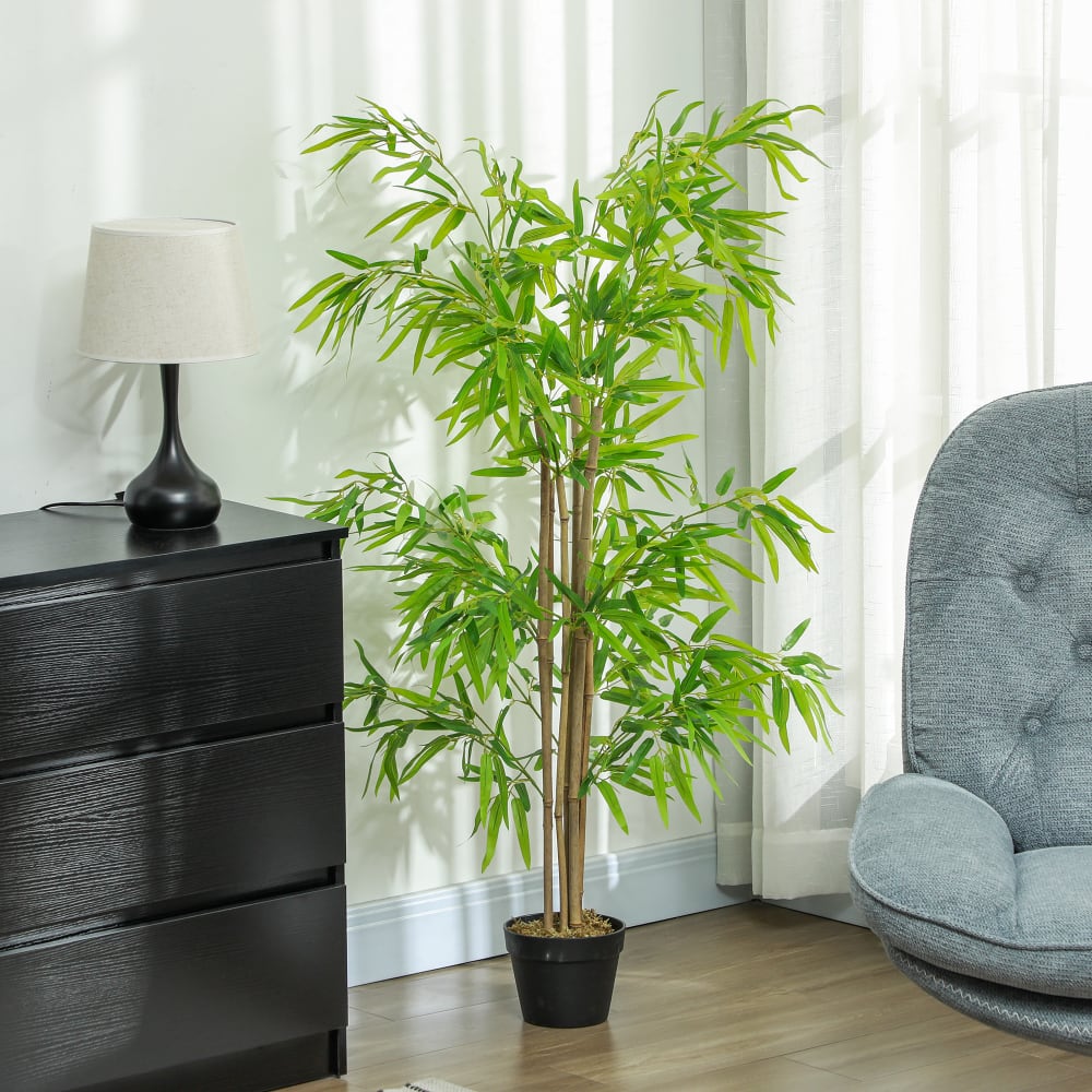 Bambou artificiel h.1,5 m 644 feuilles denses réalistes lichen pot - Maisons du Monde