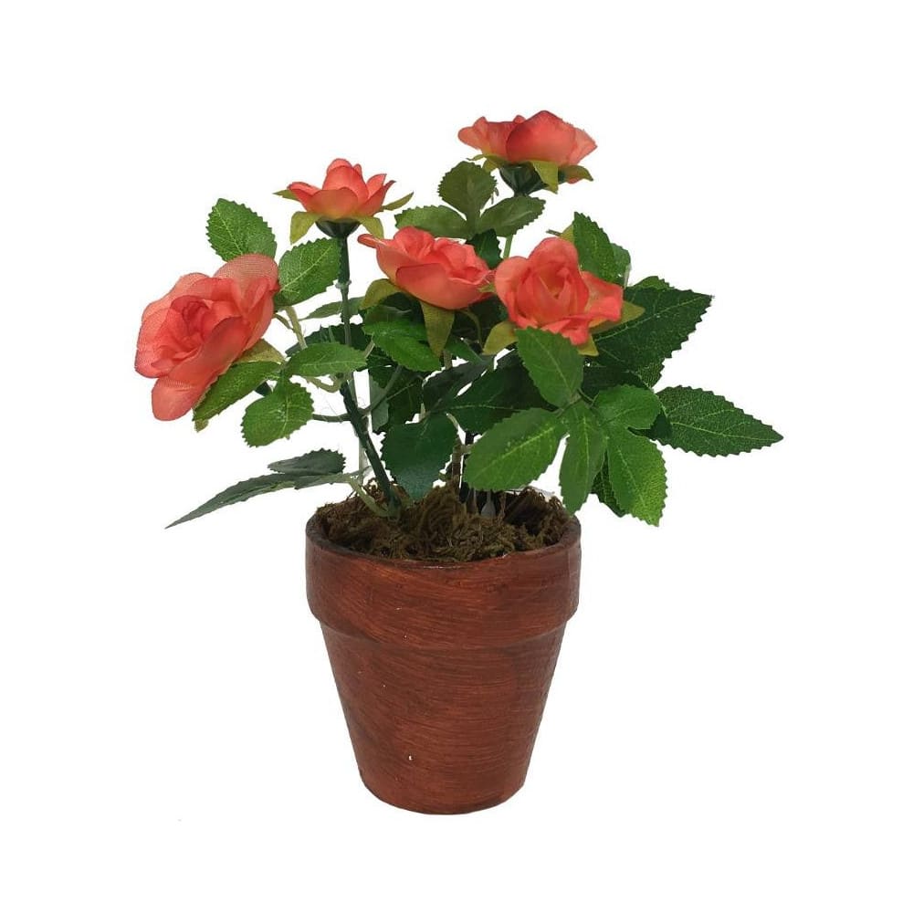 CHEMIN DE CAMPAGNE Rosier plante fleur artificielle extérieur cimetière tissu corail12cm style campagne Vert