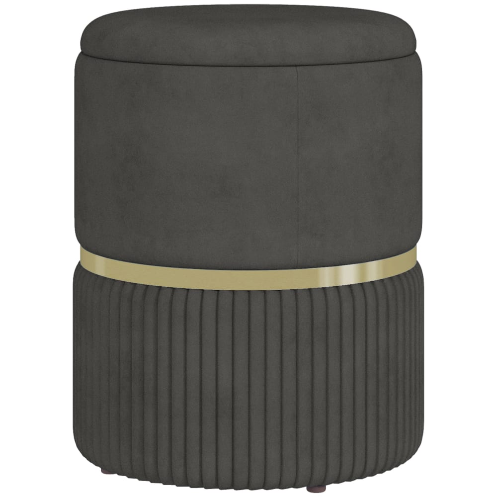 Pouf coffre intégré design velours côtelé acier brossé doré gris Pouf coffre intégré design velours côtelé acier brossé doré gris
