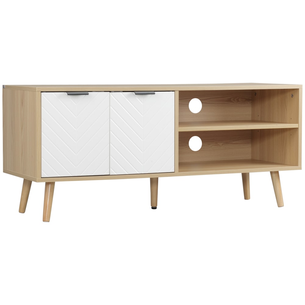 Homcom Skandinavischer weißer Holzfernsehtisch auf Beinen Beige Spanplatte