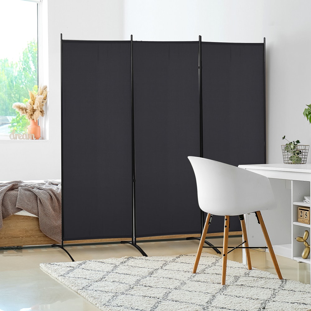 Paravent 3 panneaux sur pied métal époxy polyester haute densité noir — vue 3