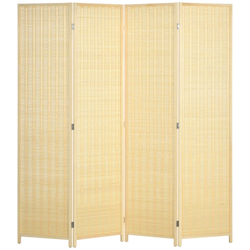 Paravent intérieur pliable 4 panneaux bois pin bambou coton