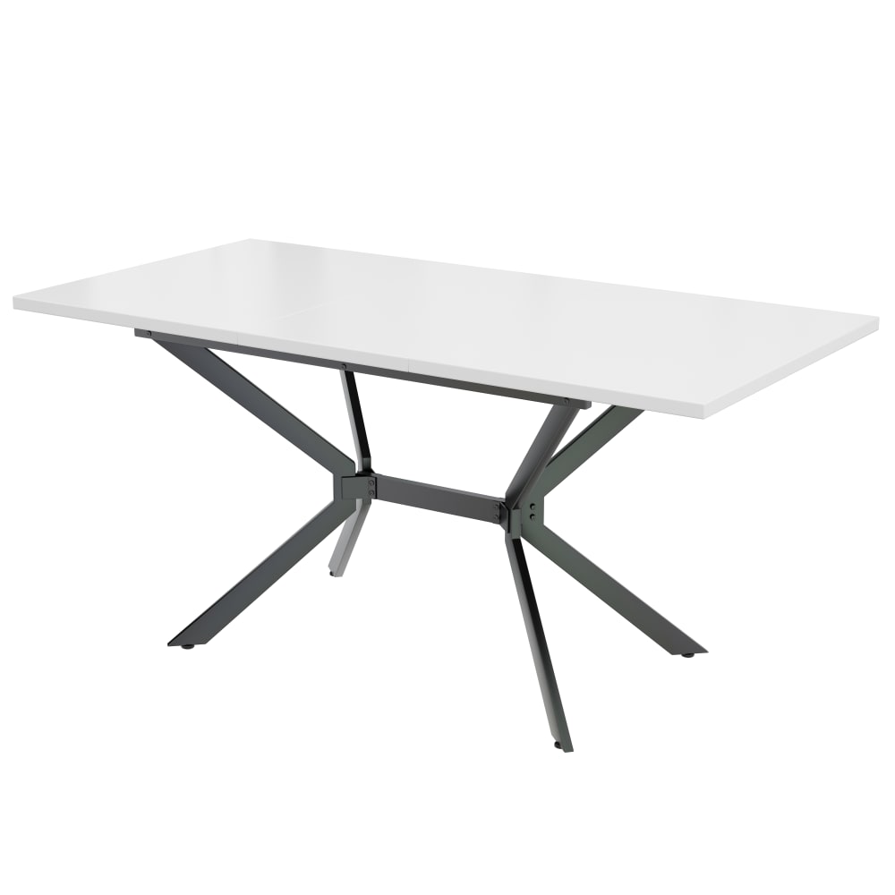 Table de salle à manger rectangulaire extensible blanche pieds noirs