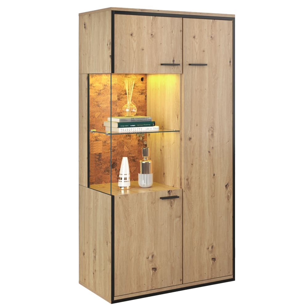 Buffet haut vitrine moderne avec éclairage LED 150Hx78Lx40Tcm