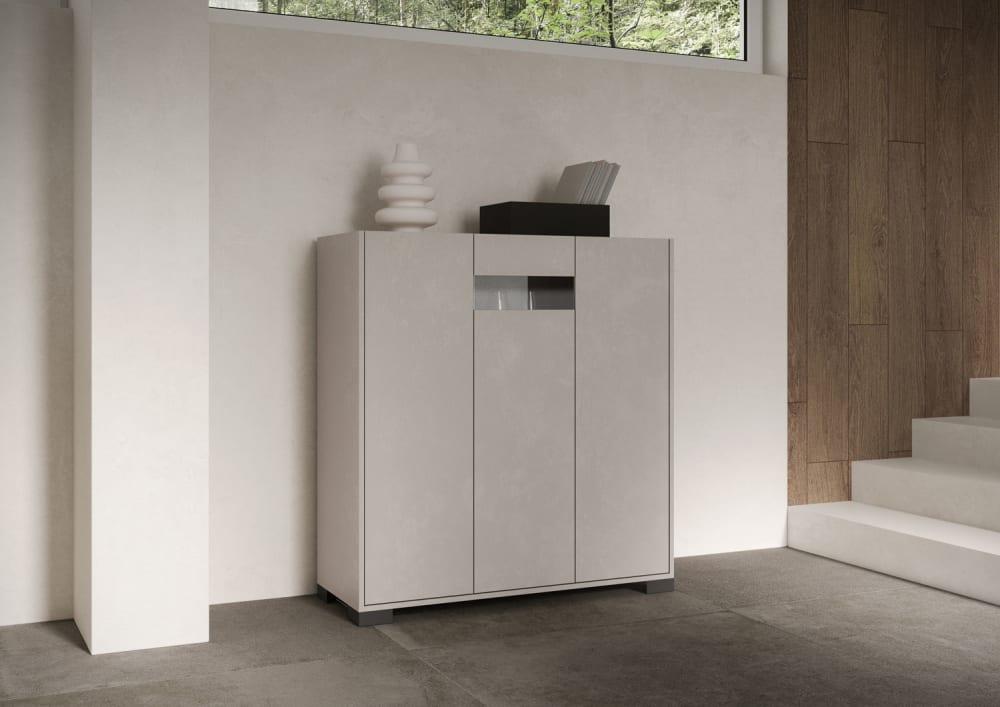 Buffet haut 3 portes 103x35x110 cm effet bois cachemire