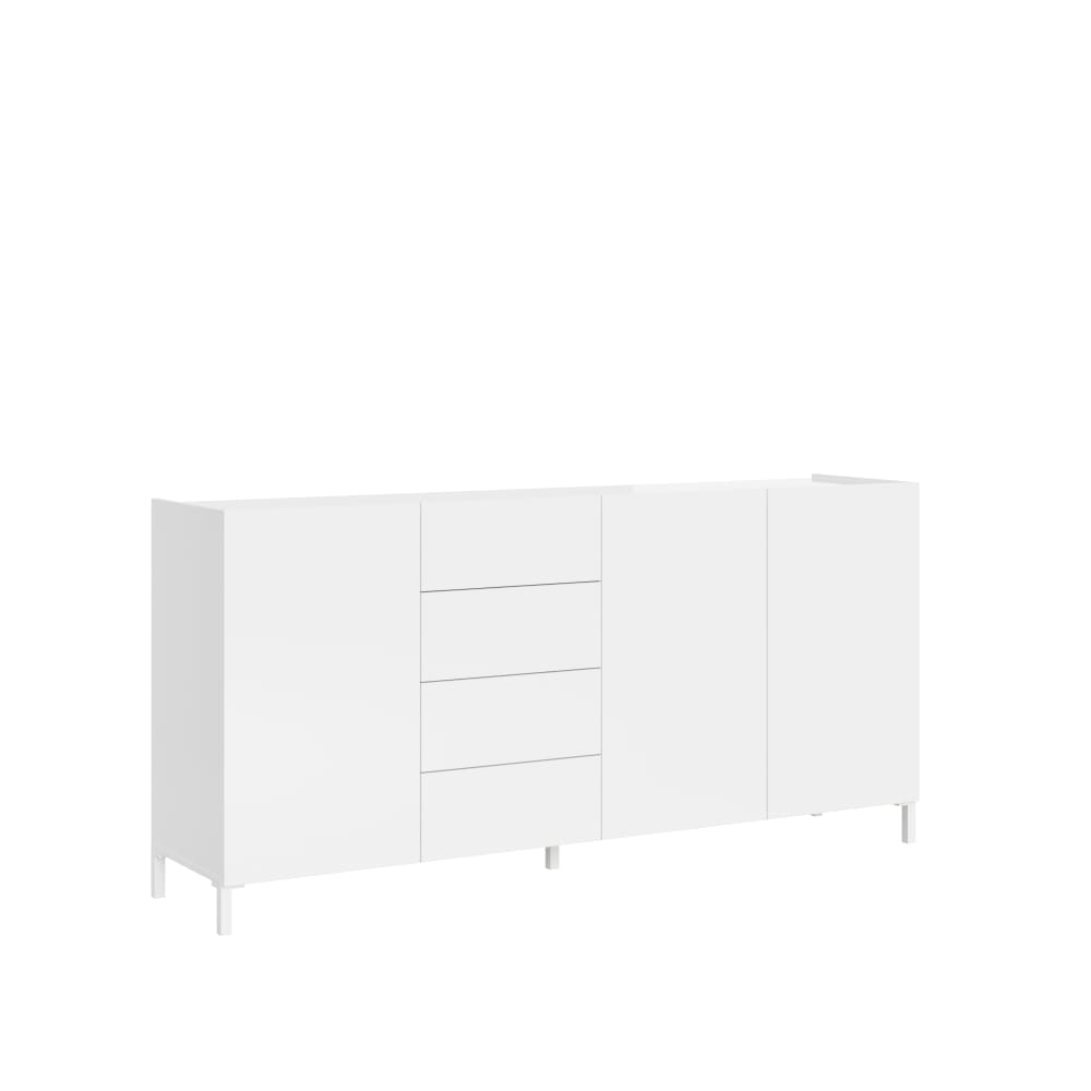 Itamoby Sideboard 3 Türen/4 Schubkästen 174x40x84 cm, glänzendes Weiß style modern Weiß Öko-Tex Zertifikat Spanplatte