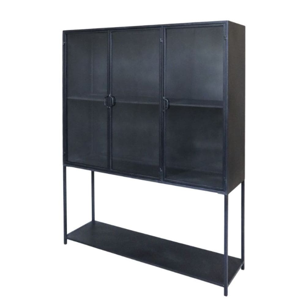 Armoire 3 portes rangement chambre salle de bain métallique noir 175cm