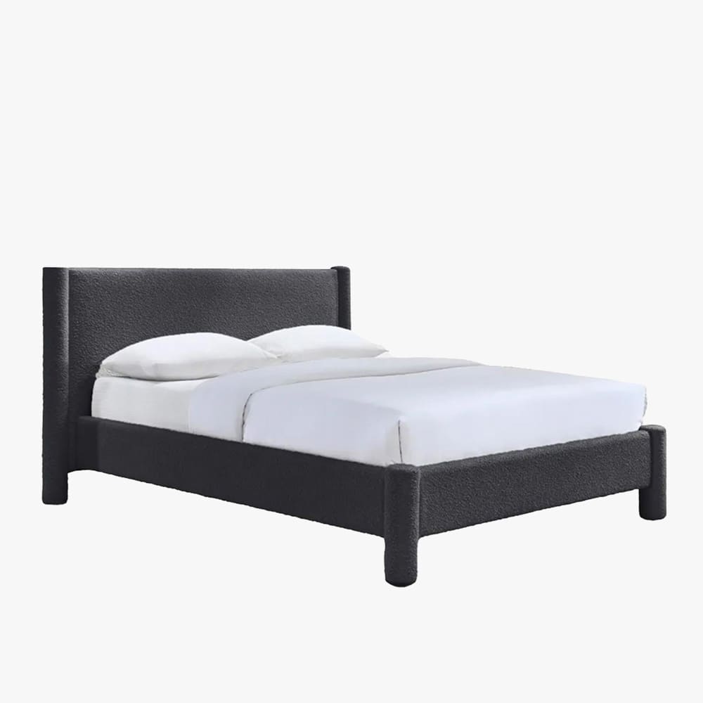 Lit double effet peau de mouton anthracite 160x200 cm - Maisons du Monde