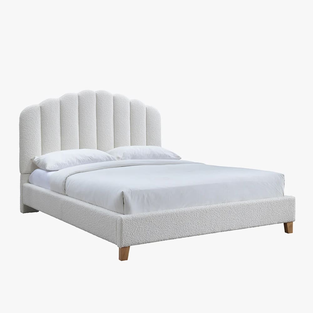 Lit double effet peau de mouton écru 140x190 cm - Maisons du Monde