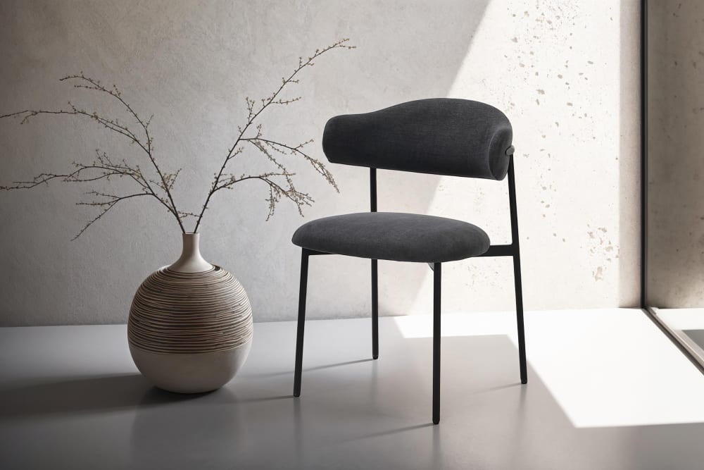 2er Set Stühle mit Webstoff Bezug, dunkelgrau - Maisons Du Monde